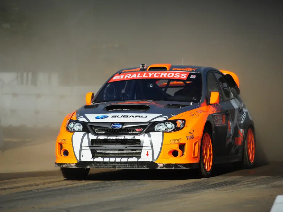 Photo of Subaru car in rallycross competition and sports competition