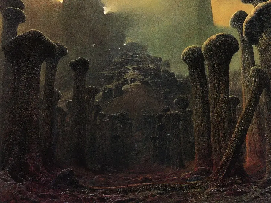 Dark surreal style digital image for laptop background