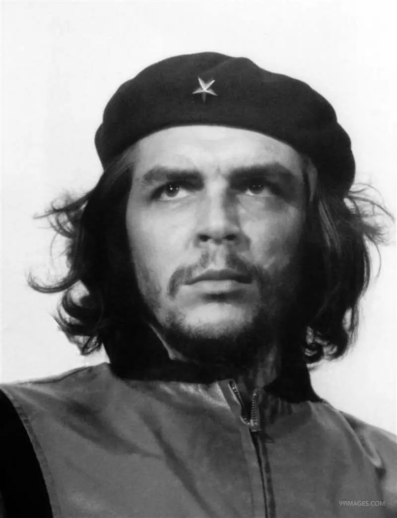 Black and white image of Ernesto Che Guevara, the main character of the Cuban revolution for the profile