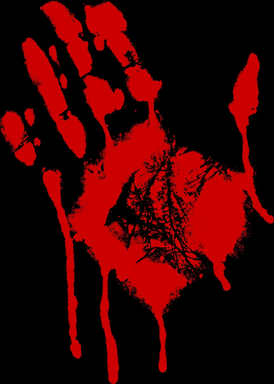 Stock photo of bloody hand on photo with 4K quality 