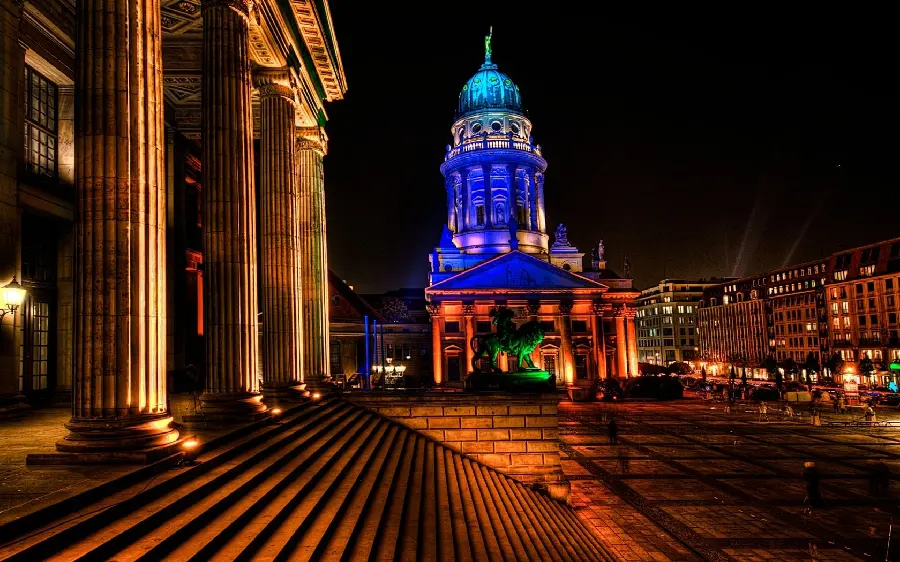 Photo taken at night From a historical monument in Berlin, Germany