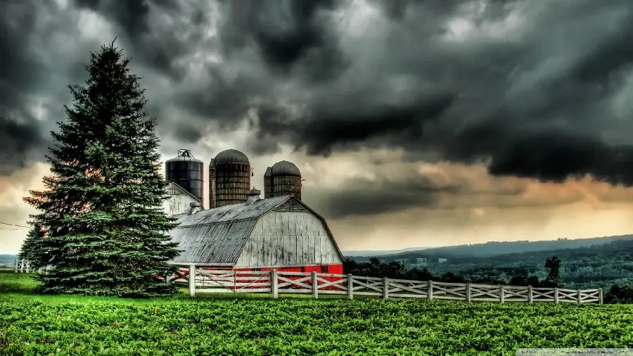 Stock photo of a granary in lush nature for printing