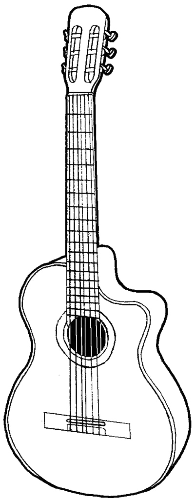 Stock image of a simple guitar tattoo design for printing without loss of quality