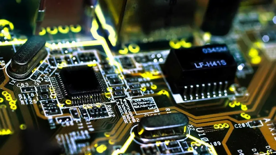 Photo of Electronic Printed Circuit Board Fiber and SMD Components Assembled for Electrical Engineers Profile