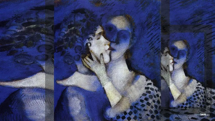 Marc Chagall's romantic background with the main color blue