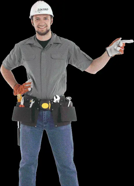 Real image of a male electrical engineer with a black background