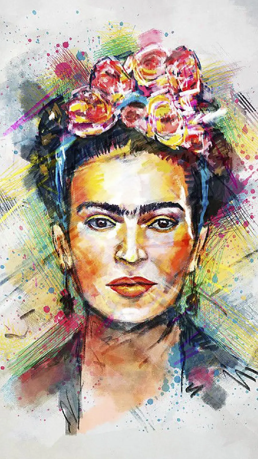 Painting Colorful Circle Design Style 1970 Art, Frida Kahlo 