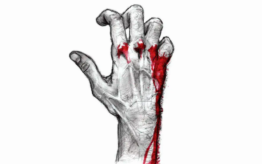 IllustratorBloody hand image with white background designed by artificial intelligence