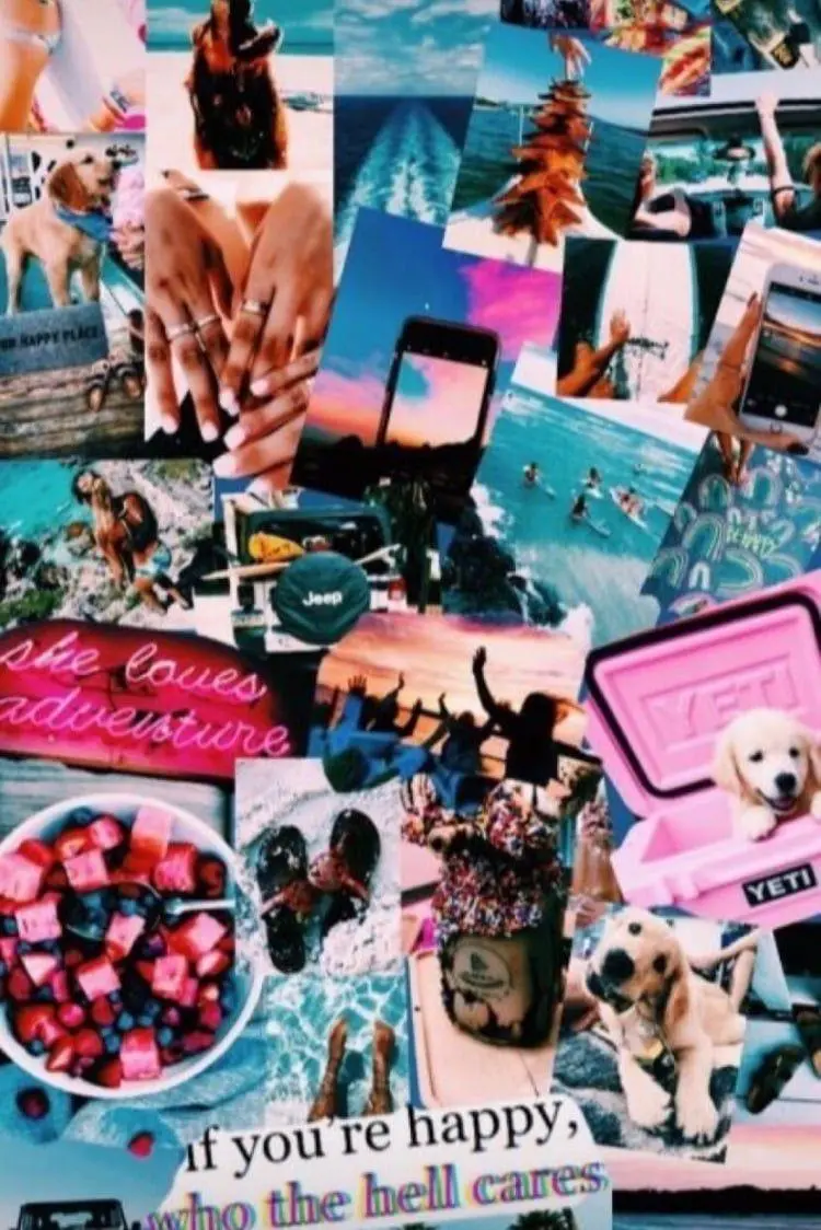 Cool and interesting girly photo collage suitable for phone backgrounds