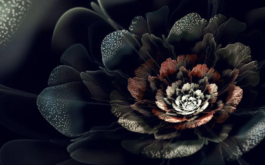 Black and Red Flower Fractal Art Fantasy Profile Picture 