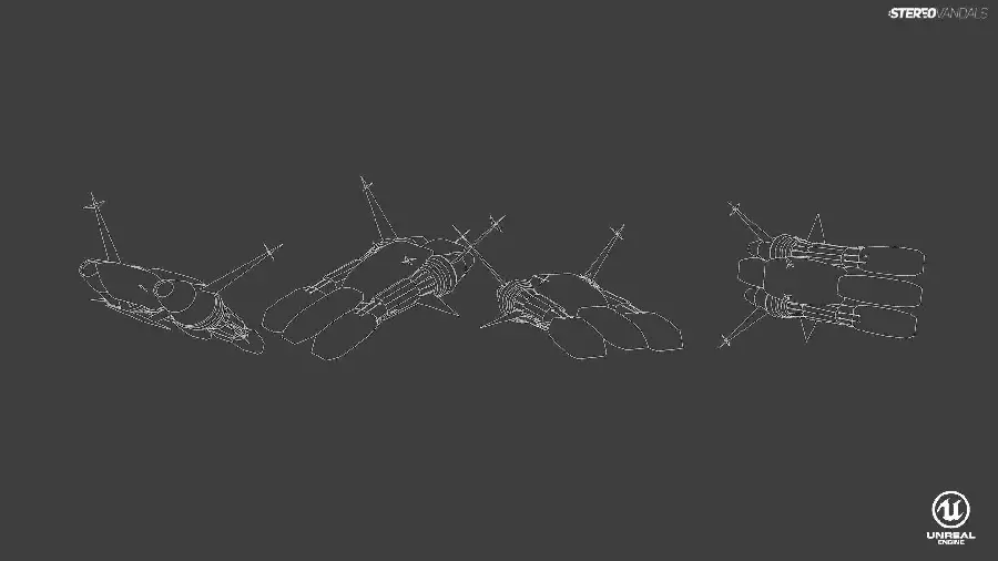 Wireframe 3D Abstract Pattern and 3D Models Background