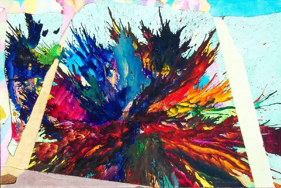 Abstract Expressionism Splatter Painting Bliss Colorful Acrylic