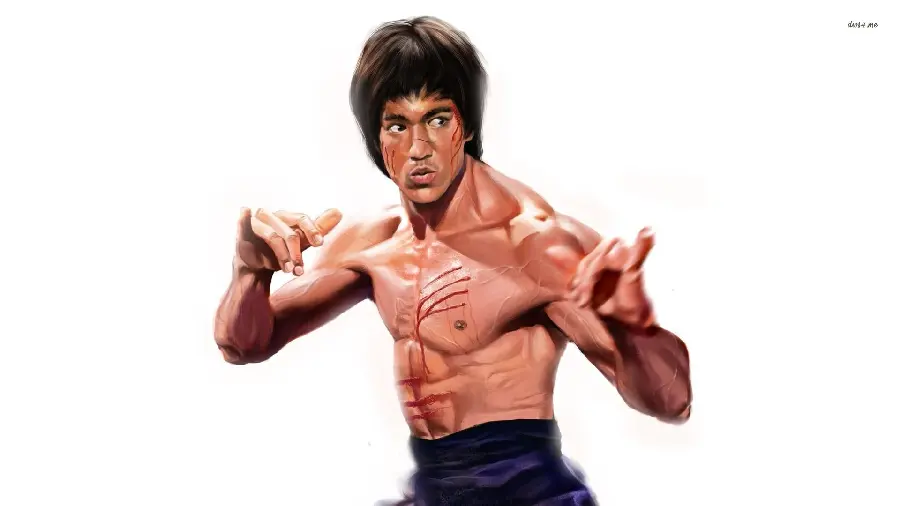 Photo of Bruce Lee on a white background suitable for Photoshop
