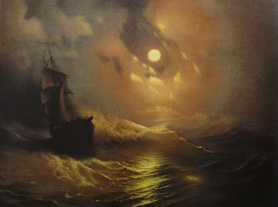 Wallpaper of fishermen at sea by Rembrandt for lovers of classical painting