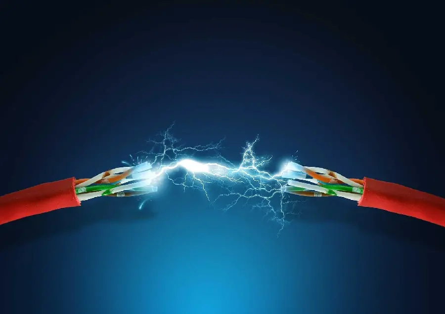 Beautiful photo of the moment of establishing electricity with a simple background