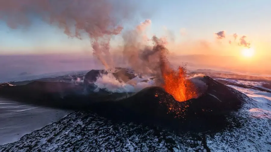 Download the photo of a boiling volcano for background 