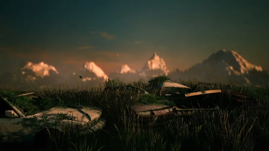Very cool wallpaper of abandoned junk cars in the grass