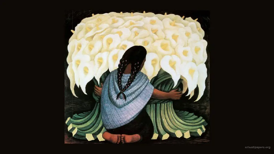 Photo of Diego Rivera's works with the theme of the people and culture of Mexico