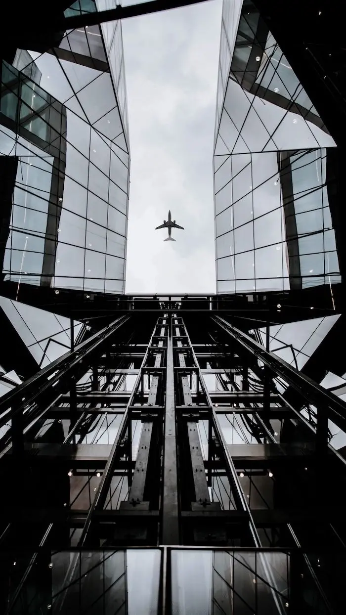 Photo of glass walls with the connection of two or more layers of ordinary glass in modern architecture 