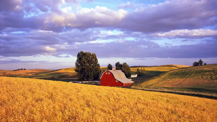 Cool wallpaper of a granary building in a farm field