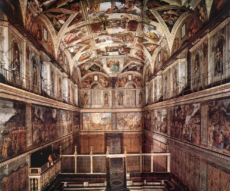Download a stock image of the most beautiful work of Michelangelo called the Sistine Chapel 