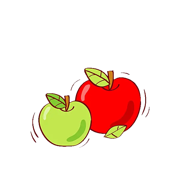 Download PNG graphic image of green and red apples, sour and sweet