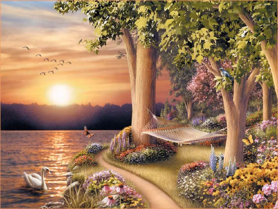 Amazing sunset nature painting with the highest quality 