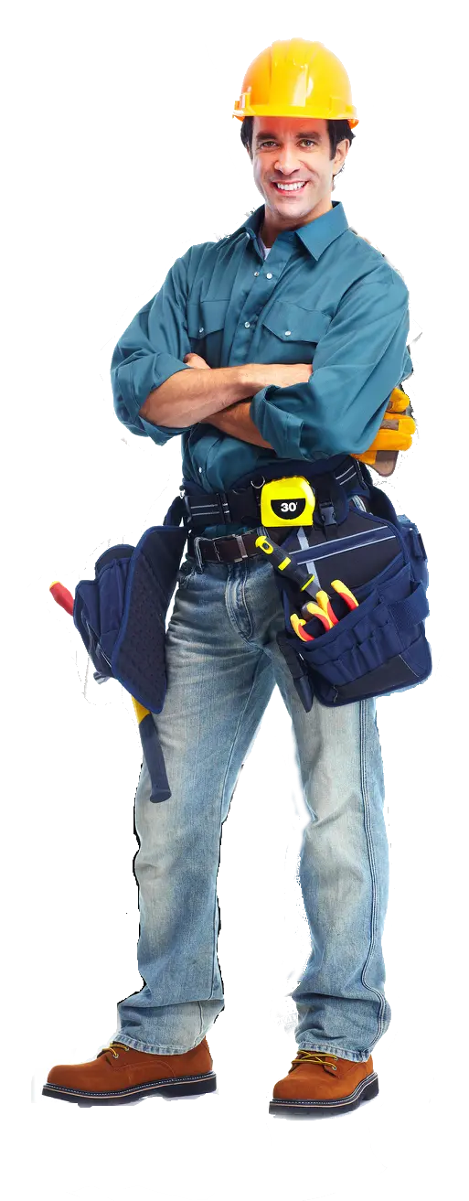 Download PNG image of an electrical engineer with equipment and tools