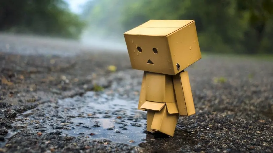 Sad and upset man profile picture walking down the street