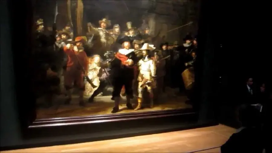 Photo of Rembrandt's famous painting titled The Night Watch