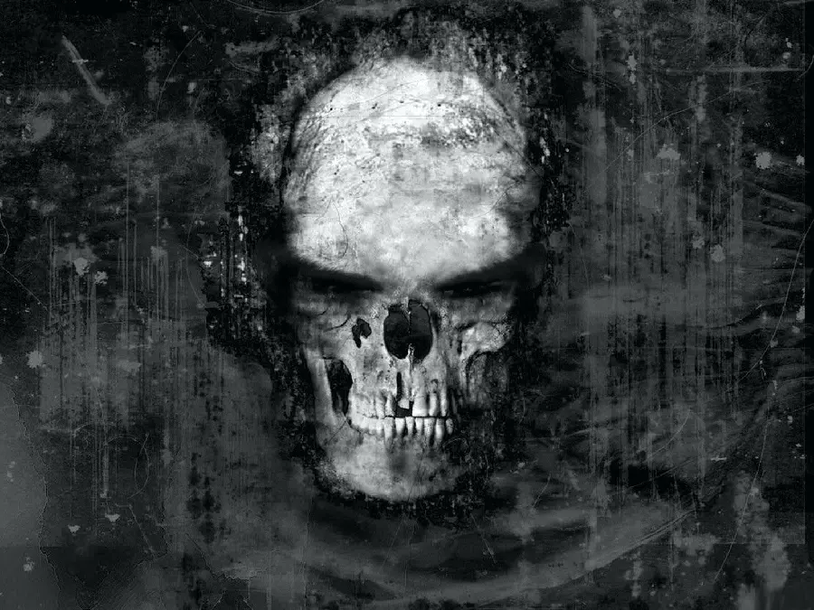 Scary profile picture of a boy with a real human skull design 