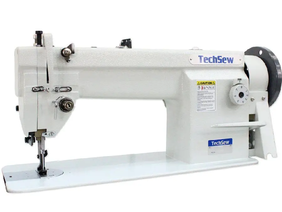 Photo of an almost modern sewing machine in white and homemade 