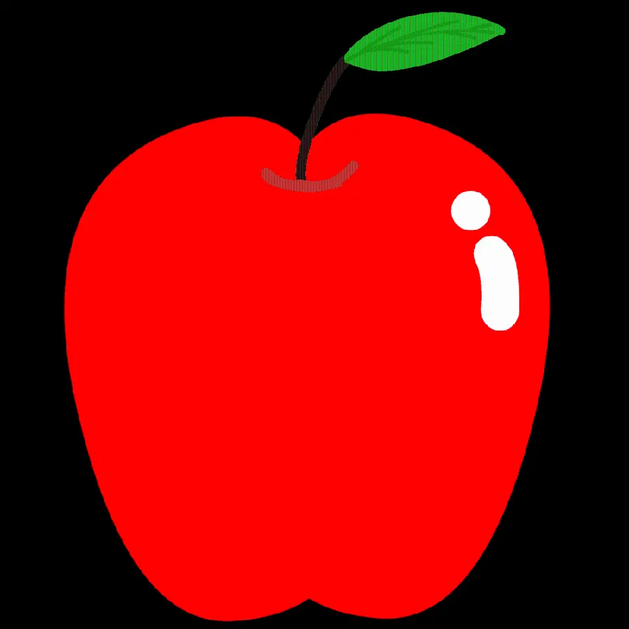 Cartoon picture of red apple drawing in PNG format and without background 