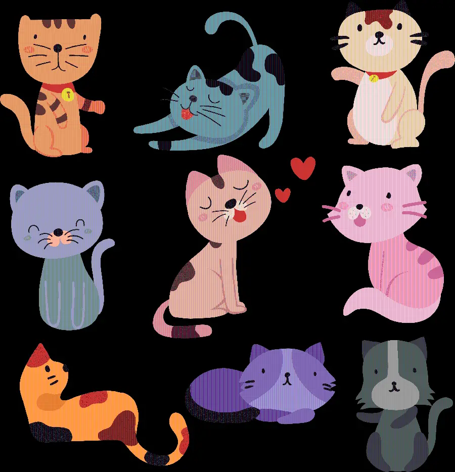 Download PNG image of cute and fluffy cats