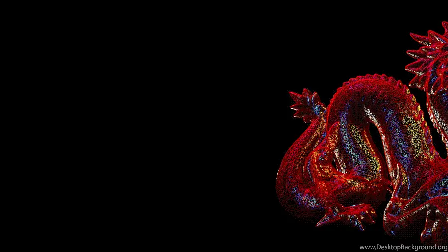 3D Wireframe Dragon Flare Photo Multi-Page Black Background