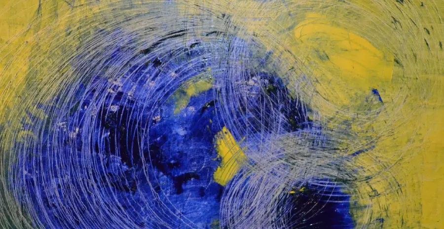Abstract Expressionism Painting Blue and Black Colorful Acrylic 