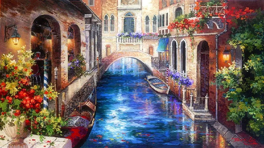 Italian Painting Spring in Venice, by Sam Park 1963