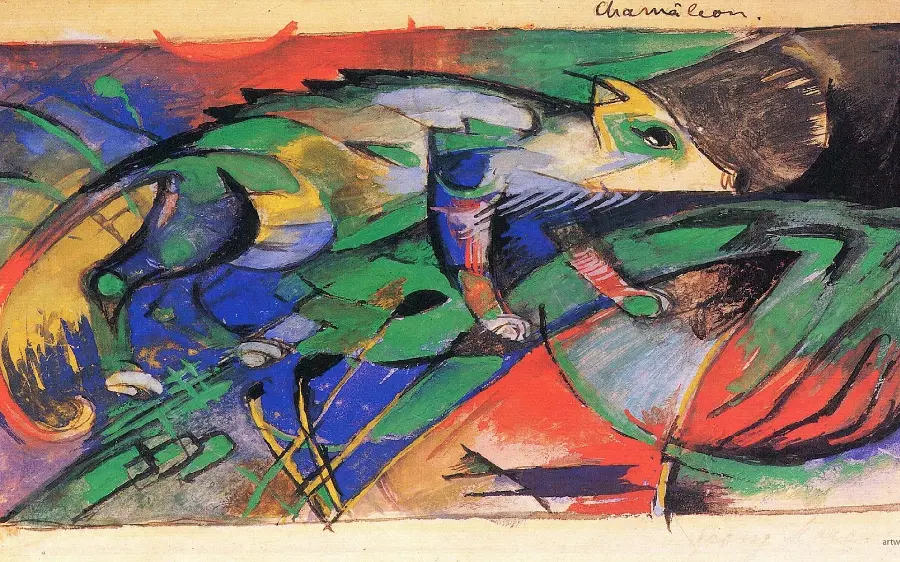 Expressionism Painting Chameleon Print by Franz Marc