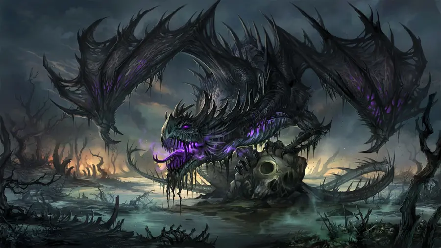 Scary fantasy dragon background suitable for mobile backgrounds