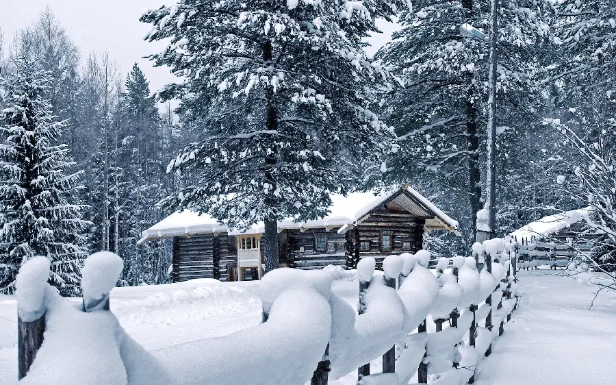 Winter photo of mountain nature and a holiday cottage