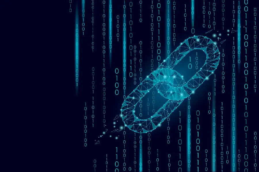 Modern and digital blockchain model background and wallpaper with black background