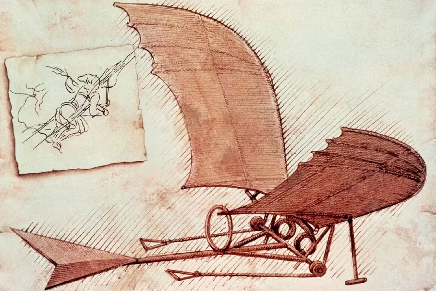 Interesting and spectacular photo of the strange invention of Leonardo da Vinci, scientist and inventor