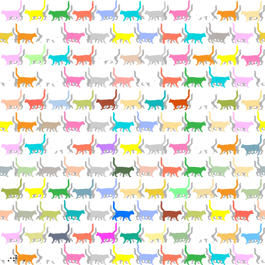 The most interesting PNG drawing of colorful and graphic cats