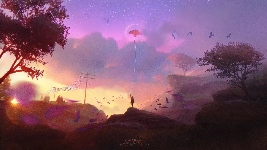 A dreamy background with a unique and special and spectacular kite design