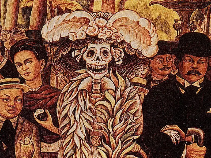 Image of a painting by Diego Rivera called Dream of a Sunday Afternoon in Alameda Park