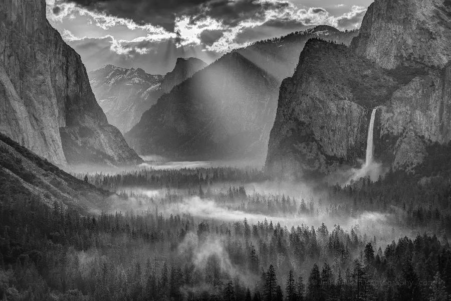 Yosemite Morning Sunbeams Art Print Wallpaper by Jeff Sullivan - Fine Art 