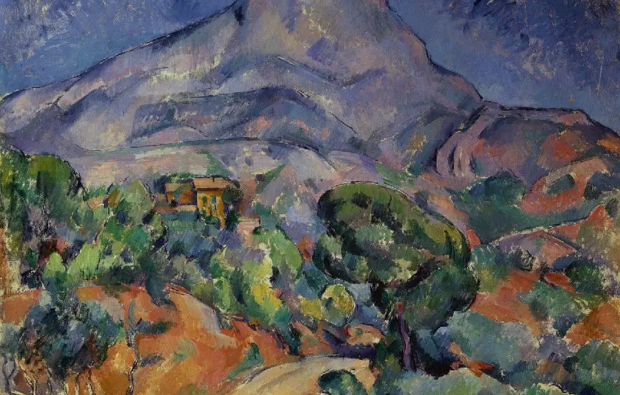 Photo of a painting of a natural landscape by the French painter Paul Cezanne