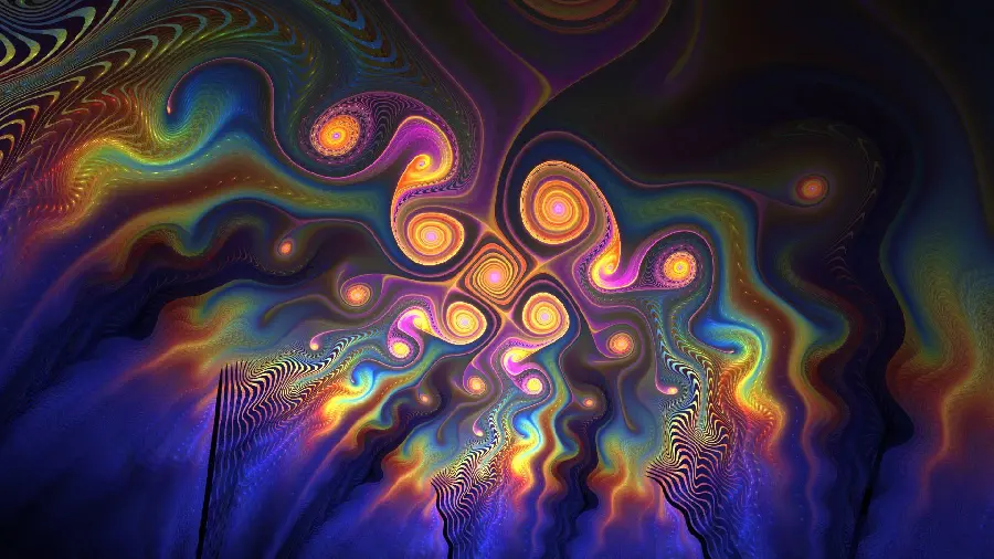 Colorful and vibrant wallpaper in abstract fractal style and art
