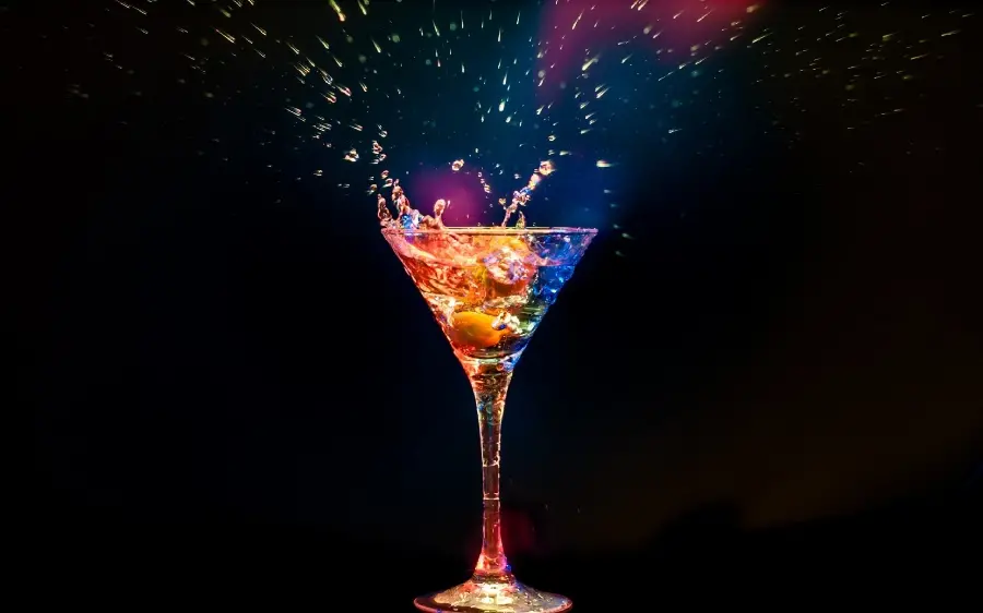 Background with a glass design and juice in a glass cup 