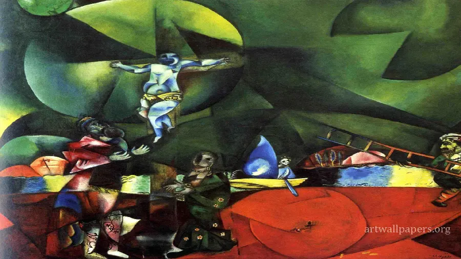 Wallpaper of the dedication to Christ, a famous work by Marc Chagall, 1912